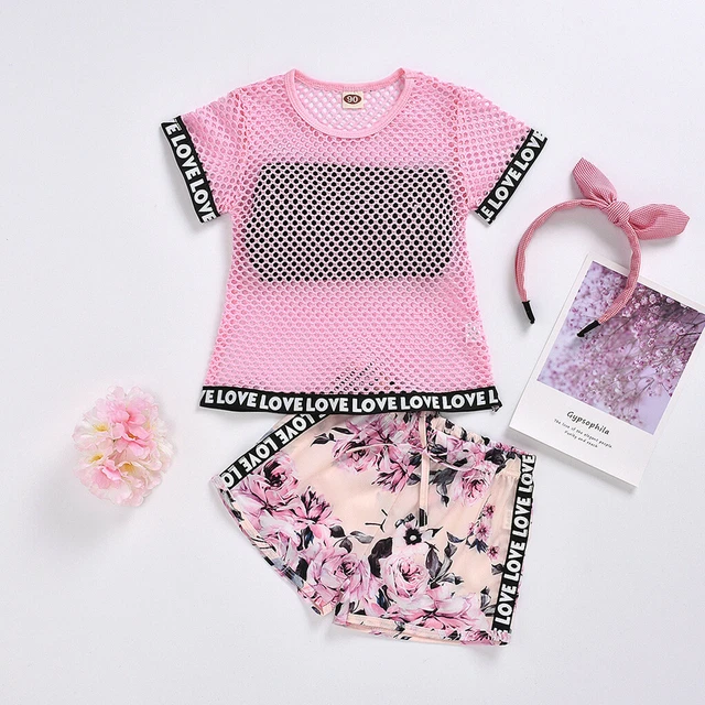 T-shirt gilet gilet floreali gilet per bambini bambini bambina set