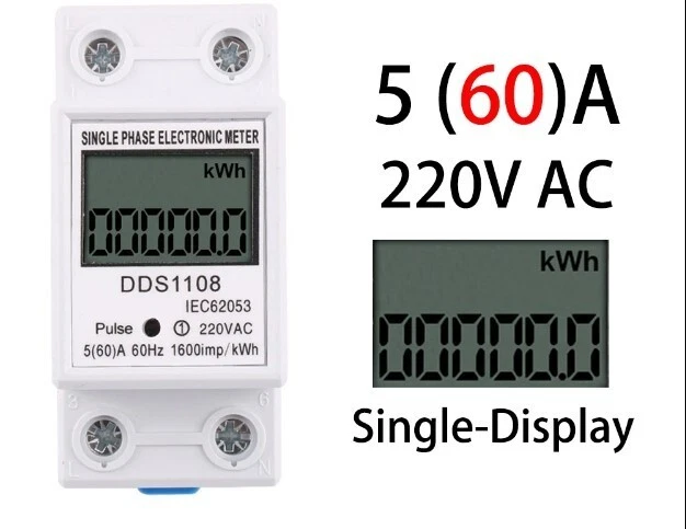 Veemoon 220V Stromzähler DIN Schiene - LCD Energiemesser Mit Hintergrundbeleuchtung