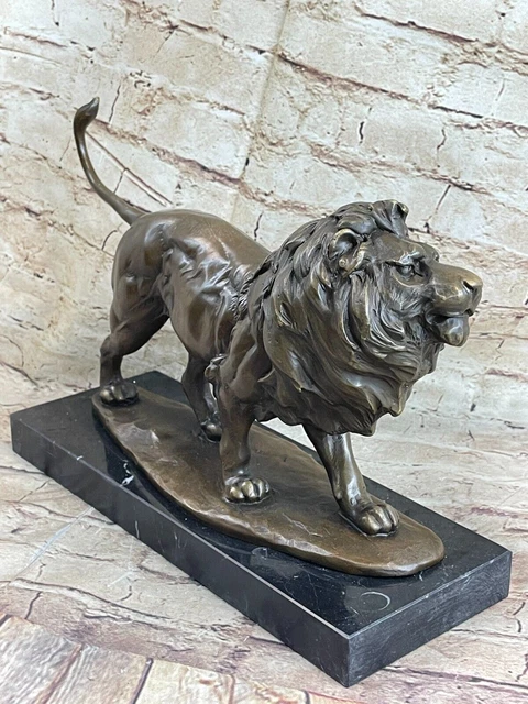 Sculpture Lionne Et Son Bébé - Statue Bronze Antique En Résine