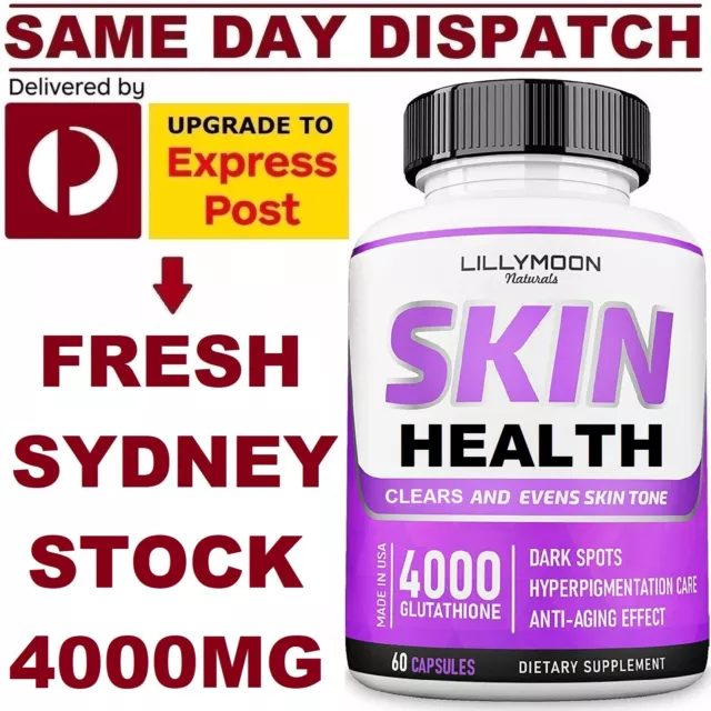 LILLYMOON GLUTATHIONE 4000mg 60ct DOUBLE STRENGTH ADVANCED FORMULA!