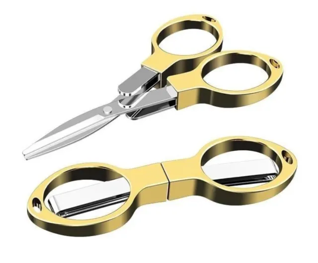 Craft Folding Scissors Golden Sewing Thread Snippers Travel Use Safe 10cm