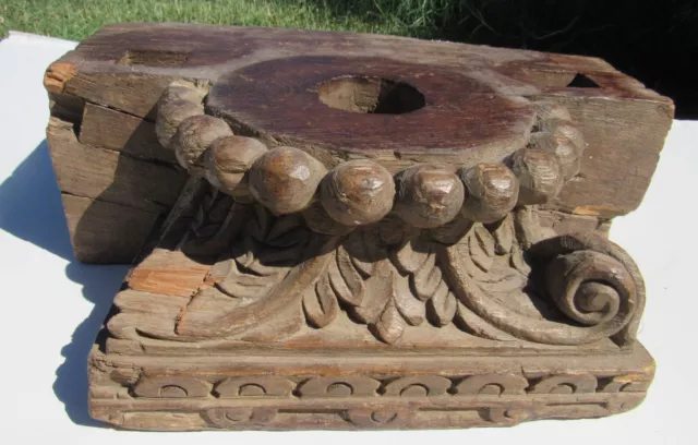 Antique Corinthian Carved Wood Capital Architectural 17th Cent. Spanish Colonial
