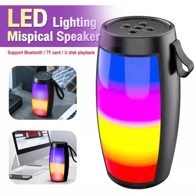 LED Light Bluetooth Speaker Wireless Waterproof Outdoor Stereo Bass USB TF FM