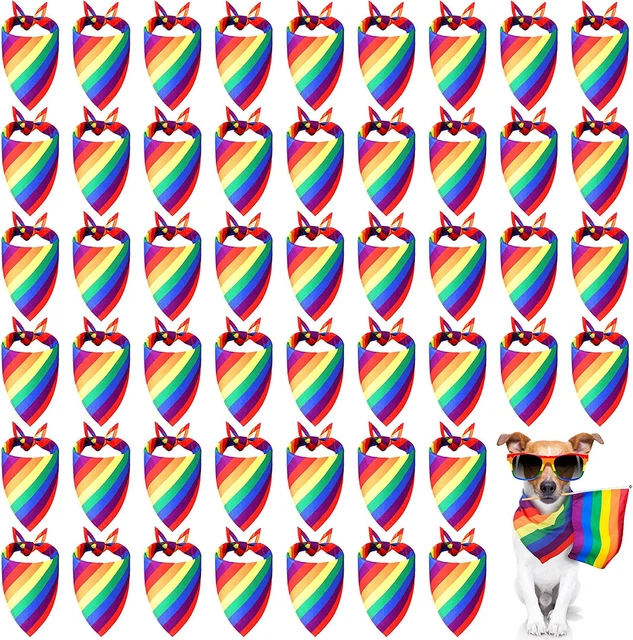 50 Pieces Rainbow Dog Bandanas Bulk Pride Dog Bandanas Rainbow Dog Scarf Rainbow