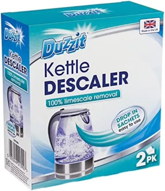 Duzzit Kettle Descaler Limescale Remover Easy To Use Drop In Sachet, Blue,...