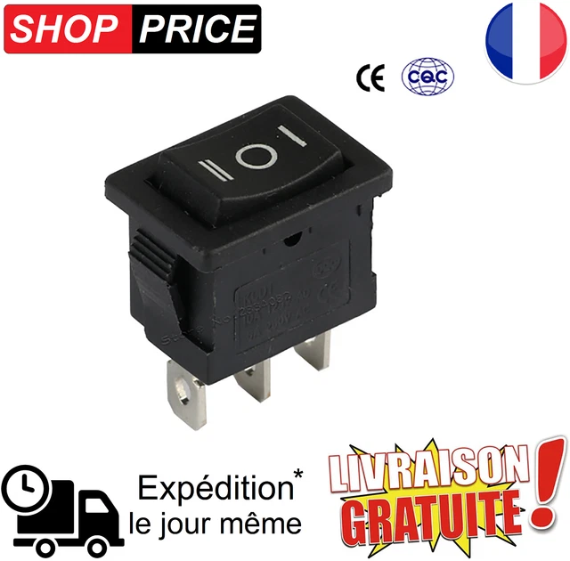 VEXUNGA Interrupteur A Bascule 2 Positions 6A 125V 3A 250V Interrupteurs à Bascule 12V 10A ON OFF SPST Et Capuchon étanche Pour Voiture (Paquet De 2 Pièces