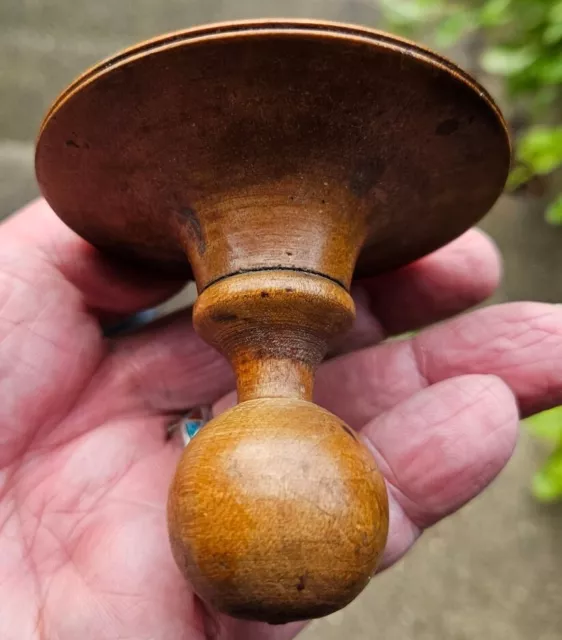 Vintage 19th Century Treen Turned Wooden Darning Mushroom