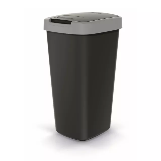 Abfallsammler  Mülleimer Abfallkorb  mit Schwing- und Klappdeckel Grau 25L