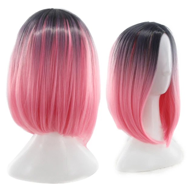 Parrucca da donna bob sfumata colore cosplay parrucca capelli sintetici parrucche corte dritte