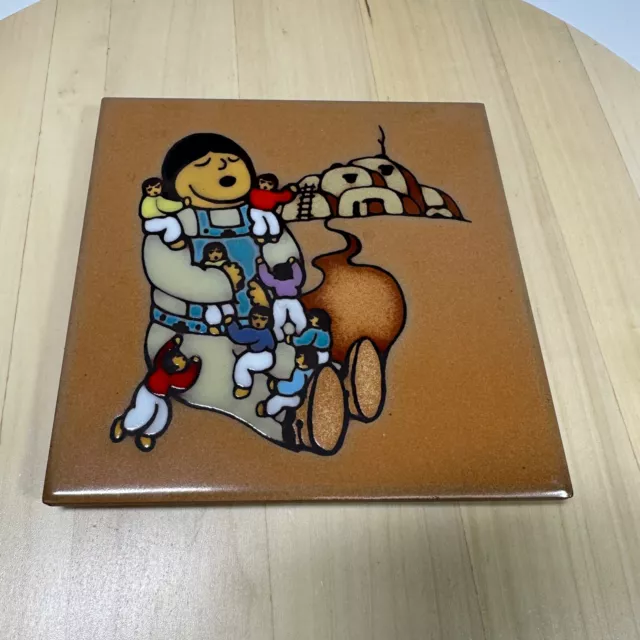 Masterworks Ceramic Art Tile Trivet Southwest Mother Kids House Handcrafted USA