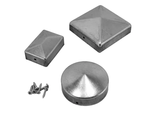 Pfostenkappe ROH / VERZINKT  rund quadratisch rechteckig Metall Abdeckkappe Zaun
