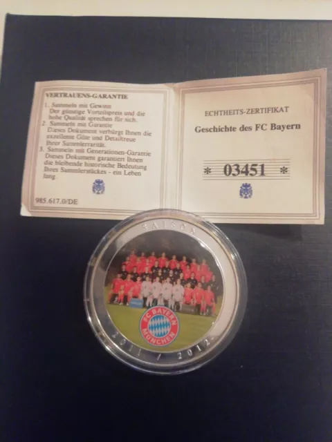 Medaille Münze FC Bayern München Saison 2011 / 2012       50 mm 54 g.