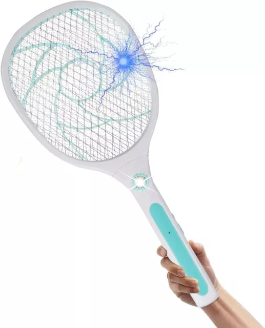 Bug Zapper Racket Mosquito Bat Fly Swatter Electric USB Rechargeable LED Light