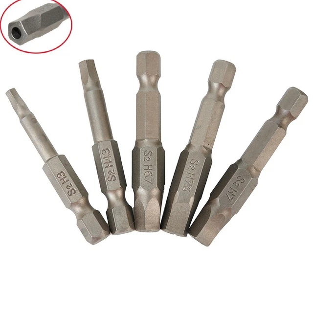 Brocas destornilladoras acero calidad 1/4 pulgadas con agujero 5 piezas herramientas