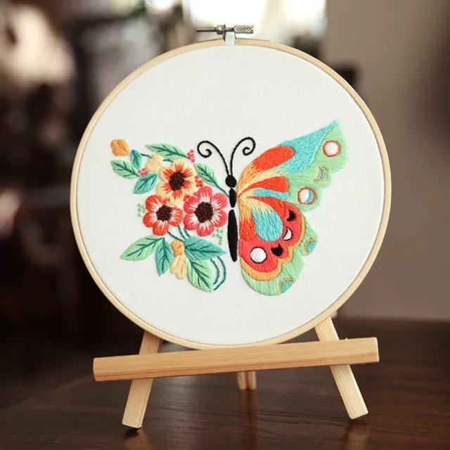 Complete Embroidery Starter Kit with Butterfly Design Cross Stitch Set