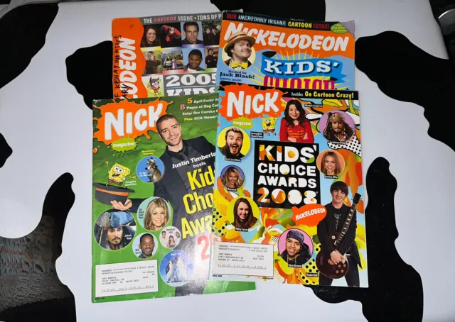 Lot of 4 Nickelodeon Mag Magazines 2005 2006 2007 2008 KIDS CHOICE AWARDS - READ