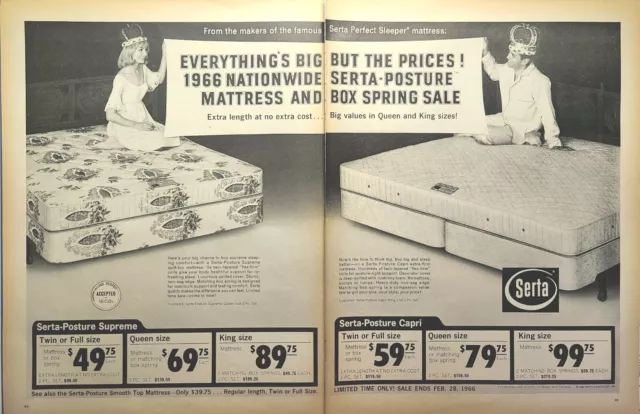 Serta Perfect Sleeper Posture Supreme King Queen Sale Vintage Print Ad 1966