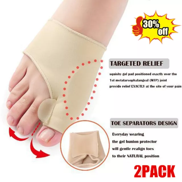 2Pcs Big Toe Bunion Corrector Straightener Bunion Pad Fabric Gel Protect Hallux