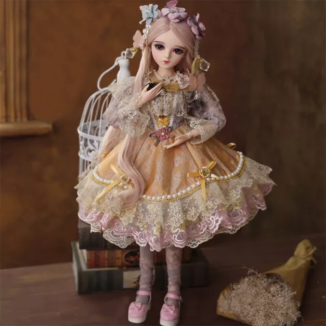 New 1/3 60cm BJD Doll Ball Jointed Girl + Face Makeup + Wigs + Eyes + Clothes