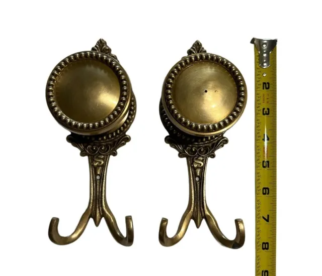 Pair Solid Retro Brass Curtain Holdback Wall Mounted 8 Inches