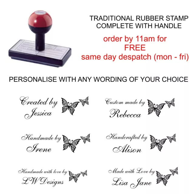 Personalised Handmade By Rubber Stamp Butterfly Images And Your Name Diy Crafts