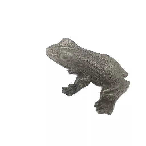 VINTAGE Miniature Silver-tone Metal  Frog Figurine 2oz Weight 1.25”