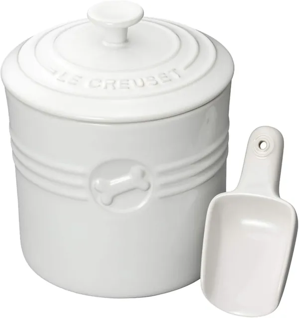 Le Creuset food container pet food container with scoop whi 2.35L