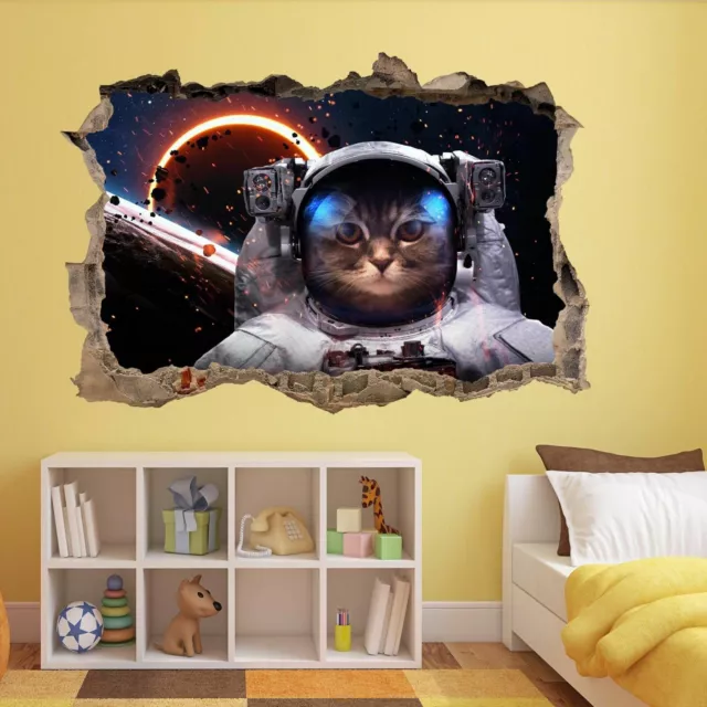 Galaxy Cat Astronaut Space Wall Art Sticker Mural Decal Kids Room Decor BD26