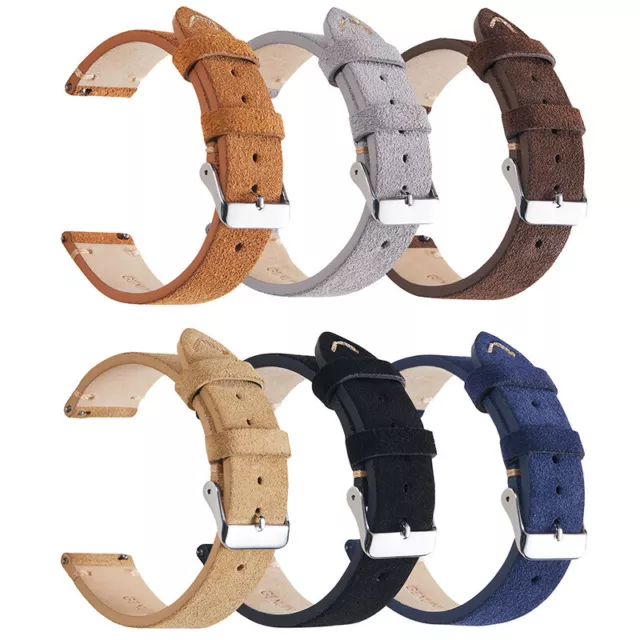 Genuine Soft Suede Leather Watch Strap Quick Release Band 18 20 22 Sports MM