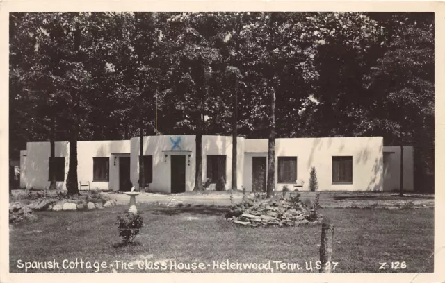 J49/ Helenwood Tennessee Postcard RPPC c40 Cline Spanish Cottage Glass House 84