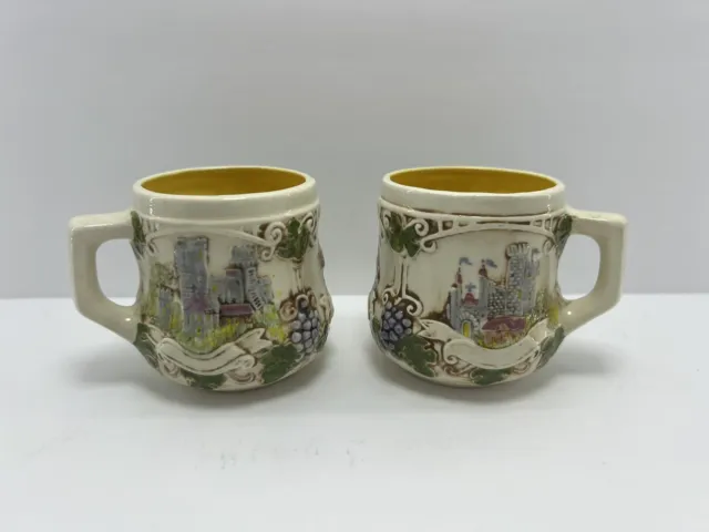 Vintage MCM German Like Castle Grape Mug Set