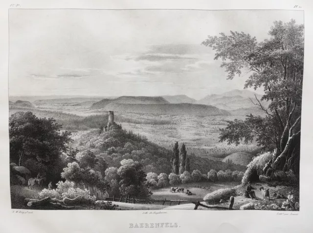 Burg Bärenfels Wehr LK Waldshut Ansicht Lithographie Engelmann Ring 1829