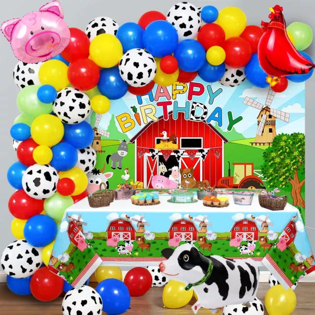 Golray 91Pcs Farm Animals Party Decorations Supplies, Farm Barn Animal Backdrop