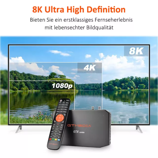 GTMEDIA GTCOMB 8K Ultra HD Sat Kable Android DVB-S2/T2/C TV Box mit SSD Standort 3