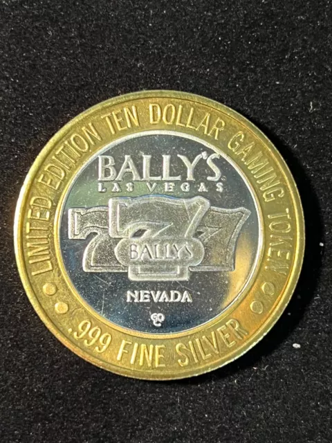 .999 Fine Silver Lim Ed. $10 Gaming Gaming Token Ballys Las Vegas