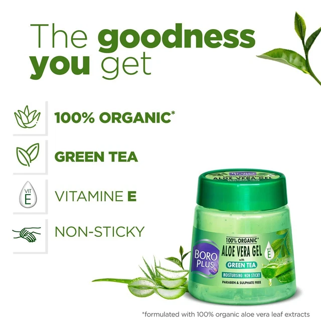 Boroplus 100% Organic Aloe Vera Gel with Green Tea Reduce Pimples & Acne Herbal 3