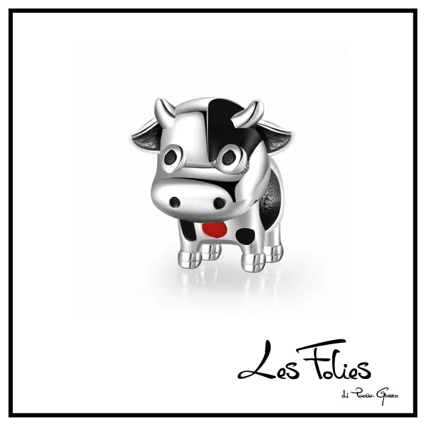 Charm Vache en Argent 925 - Les Folies (Modèle Pandora)