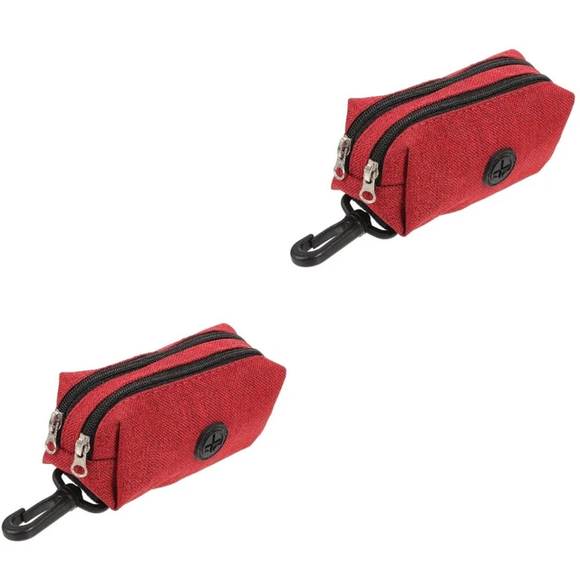 2x dispensador de bolsas de perro portátil con cremallera de viaje dispensador de bolsas de excremento