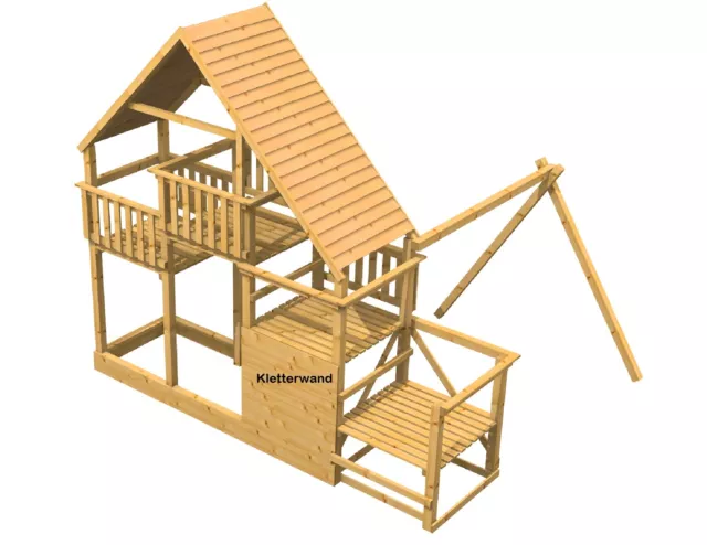 Spielturm Eddy Spiel Kletterhaus Rutsche Sandkasten Kletterturm Schaukel H=3,76m 2