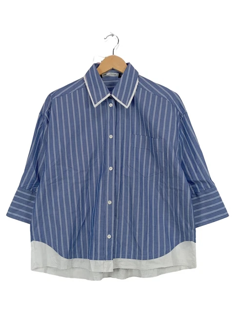 Chemisier Zara Fille Taille M – Blanc Rayé, Col Chemise, Manches Longues – État Neuf