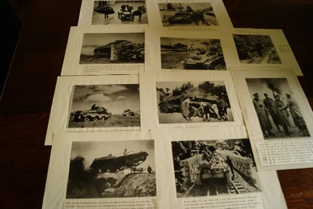 10x Reprofoto mit Beschreibung Panzer, Guderian, Panzerspähwagen ca. 13x19cm