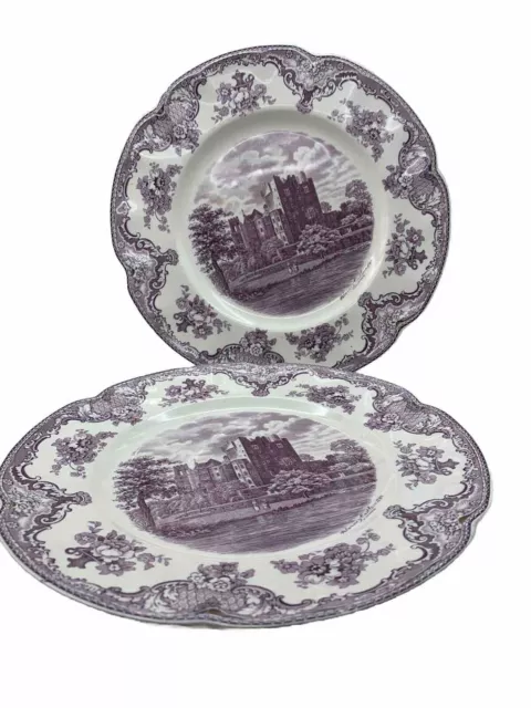 Johnson Bros 2 OLD BRITAIN CASTLES Lavender Plates.