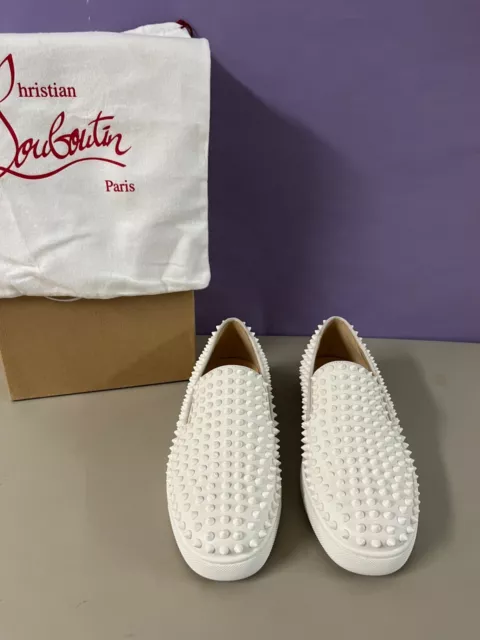 Christian Louboutin Roller- Boat  Flat Calf/Gg/Spikes White 41 "Nib"