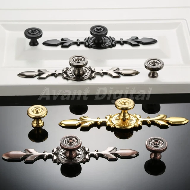 Retro Door Handle Kitchen Cupboard Dresser Furniture Cabinet Knob Pull w/ Screw