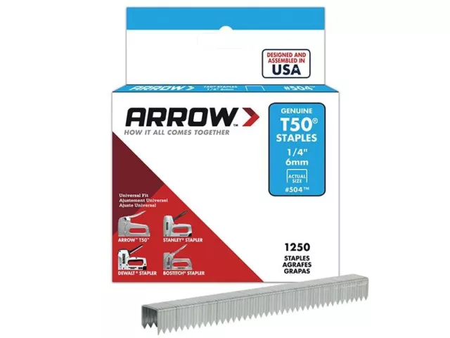 Arrow - T50 ™ Heftklammern 6 mm (1/4 Zoll) Box 1250