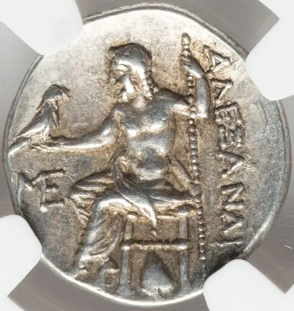 MACEDONIAN KINGDOM Alexander the Great III Silver Drachm NGC AU Ancient Coin D68