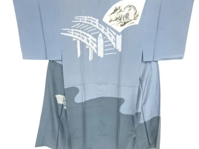 40743# Japanese Kimono / Antique Mens Juban / Shibori / Bamboo Grass & Tiger