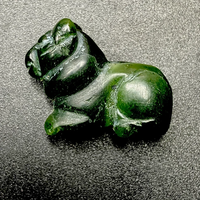 old ancient antique Dog animals figures carved Stone Beautiful Beads #AH