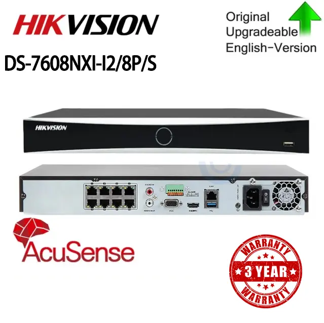 Hikvision Brand New Acusense NVR Facial Pro Series DS-7608NXI-I2/8P/S AI By NVR