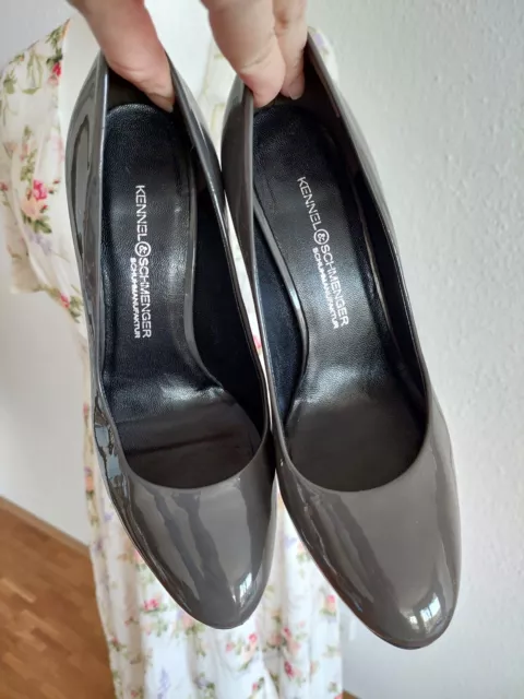 Kennel & Schmenger Pumps Gr 37 Damen Lack Schuhe Heels 37,5 grau UK 4,5